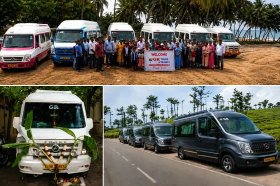Group travel and vehicle fleet collage