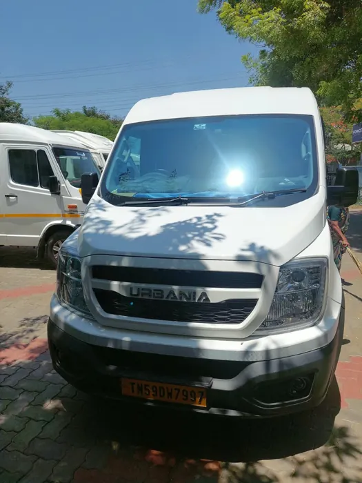 Front view of a group travel van