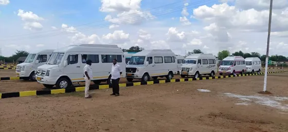 Rental vehicle fleet ready for group trips